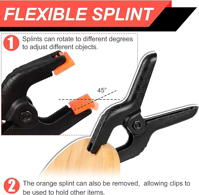 8 Pack Spring Clamps, 4.5inch Plastic Clips, Small Backdrop Clips, Clamps Heavy Duty, Spring Clips for Crafts, Backdrop Stand, Woodworking, Photography Studios (Black)