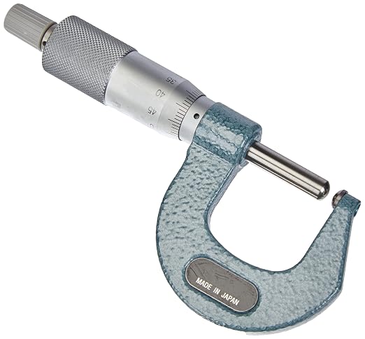 Mitutoyo 115-217 Spherical Face Micrometer, Ratchet Stop, 50-75mm Range, 0.01mm Graduation, +/-0.003mm Accuracy, Spherical Spindle