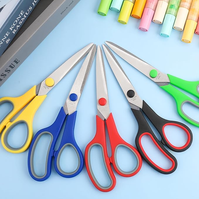 BURVAGY 8" 20 Pack All Purpose Heavy Duty Scissors- Comfort-Grip Sharp Scissors for Office School Sewing Fabric Craft High/Middle School Student Teacher Scissor, Right/Left Hand