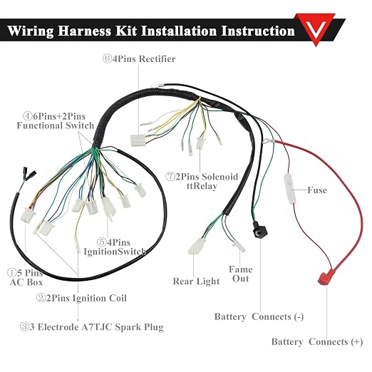 PRO BAT Full Electrics Wiring Harness Kit | for 50cc 70cc 90cc 110cc 125cc Chinese ATV Quad Bike 4 Wheeler Baja SunL Taotao Coolster JCL with CDI Coil Magneto Stator