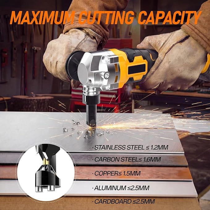 Cordless Metal Nibbler Compatible with DeWalt 20V Battery(No Battery) Brushless Metal Cutter 3-Speed with Assist Handle & 2 Blades for Stainless Steel Aluminum