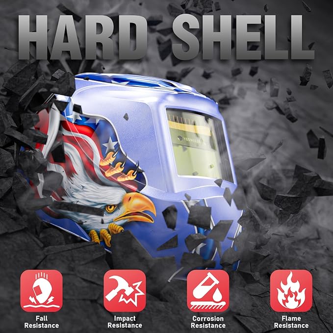 YESWELDER Auto Darkening Welding Helmet, Blue Light Blocking, 1/1/1/1 True Color Solar Powered Welding Hood with 2 Arc Sensors, Wide Shade 3.5/9-13 Welder Mask for TIG MIG ARC and Grind