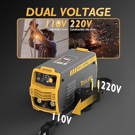 TOOLIOM 135A 110/220V Dual Voltage Mini Stick Welder Lift TIG Welder with LCD Display Portable Inverter IGBT ARC Welding Machine with Hot Start, Arc Force and Anti-Stick