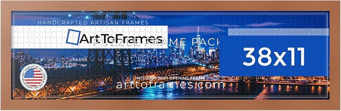 ArtToFrames Puzzle Frame for Buffalo Games 750 Piece Jigsaw Puzzles, 38x11 Inch (97x28 cm), Burnt Umber Engineered Wood with Economy Acrylic, Ready to Hang Puzzle Display
