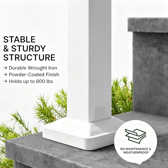 Hand Rails for Outdoor Steps，Stair Handrail & Indoor Stair Railing Kit，Railings for Outdoor Steps for Fence & Outdoor Steps (2, White-with Balusters, 4 Step)
