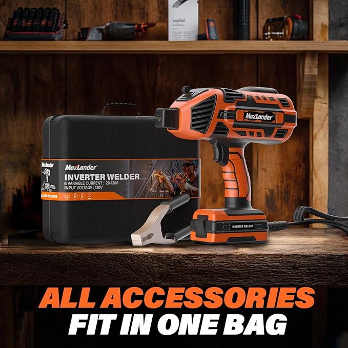 MAXLANDER Welding Machine Portable, 110V 120A Handheld ARC Welder with IGBT Inverter 5 Variable Current Adjustment, 20PCS Rods, Fits for 3/64"-1/8" Wire Rods