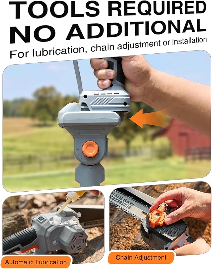 TaskStar 2-in-1 Pole Saw for Tree Trimming, 8-Inch Cordless Brushless Chainsaw with Adjustable Extension Pole, 2×4.0Ah Rechargeable Batteries & Charger, Auto Oiling, 15 Ft Max Reach