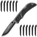 OUTDOOR EDGE 3.5" RazorLite EDC Pocket Knife (Obsidian Black), with Replaceable Blades and Clip, Perfect Carry Knive for Camping, Hunting and Survival, Includes 12 Black Steel Drop Point Blades