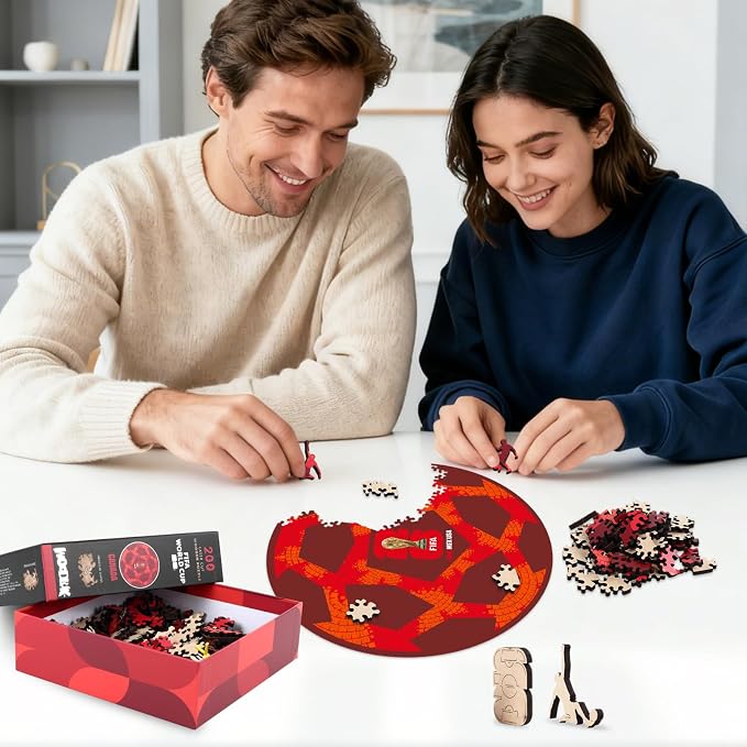 FIFA World Cup 2026 Soccer Wooden Puzzle for Adults, 5MM Thick, Canada Ball Puzzle for Soccer Fans, Officially Licensed Product, 200 Pieces Irregular Shape Jigsaw Puzzles,10 x 10