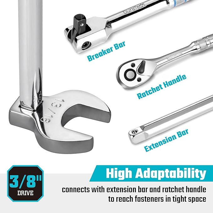 DURATECH 10-Piece 3/8" Drive Crowfoot Wrench Set, Open End Wrench Set, SAE, 3/8"-1", CR-V Steel, with EVA Foam Tool Organizer