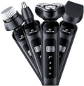 4-in-1 Electric Shaver for Men, USB Rechargeable Rotary Shaver with Beard Trimmer, Facial Cleaning Brush, Nose Hair Trimmer, and Sideburns Cutter