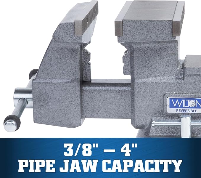 Wilton Reversible Bench Vise, 8" Jaw Width, 9-1/4" & 14-1/2" Jaw Opening, 4-3/4" Throat (Model 4800R)