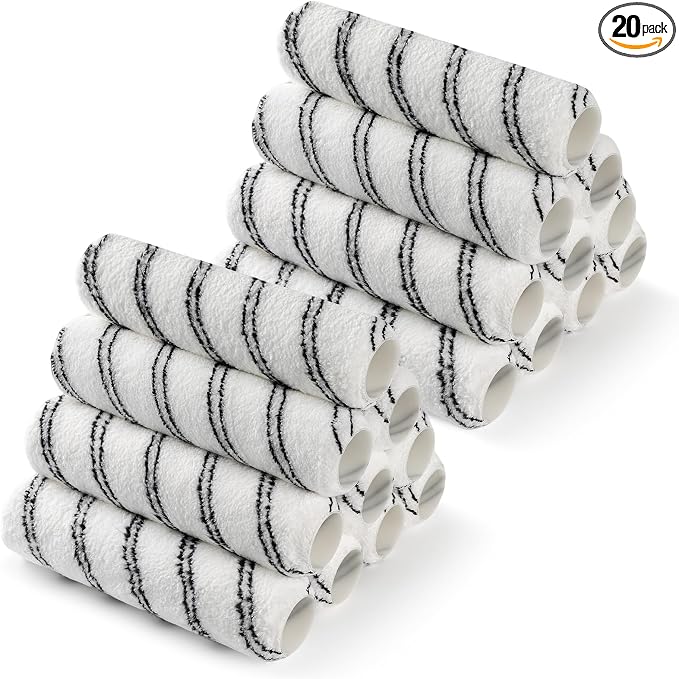 Paint Roller, 20 Pack Microfiber Paint Roller Covers 9 Inch, Large 9 Inch Paint Rollers for Painting Walls, Covers for Paint Roller Kit