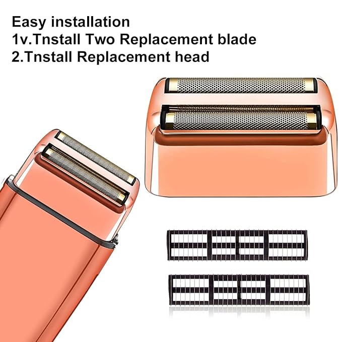 Rose Gold Replacement blades Foil and Cutters Compatible with BaBylissPRO Barberology FXFS2 Shaver foil Replacement Heads(1 pack ）