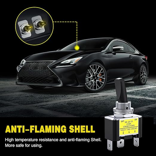 Nilight 5PCS LED Toggle Switch ON Off 12V 30A Yellow Lighted Metal Heavy Duty SPST 3 Pin Rocker Switches 12mm Mounting Hole for Automotive Cars Trucks Boats Racing Cars