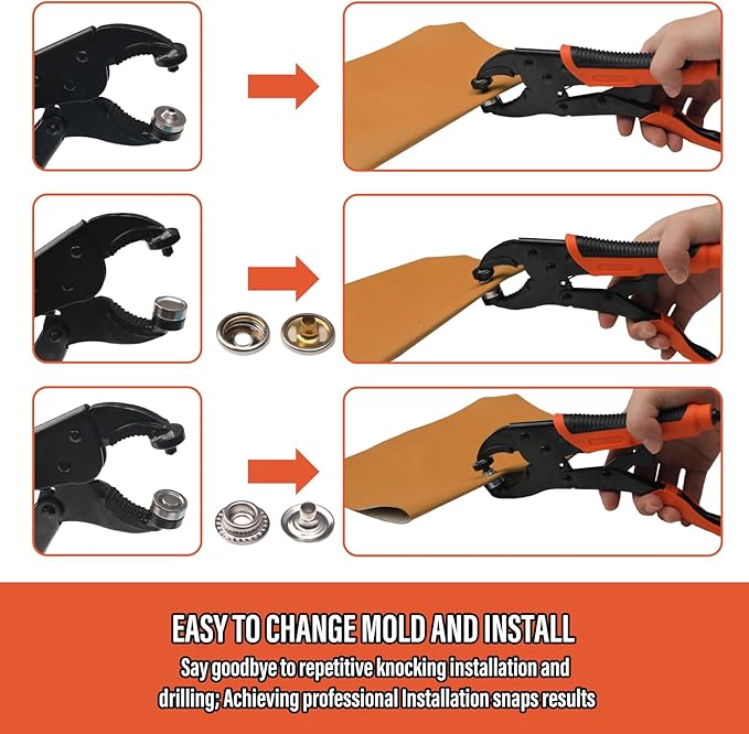 Coowolf Heavy Duty Snap Button Kit, Snap Fasteners Tool with 60 Set Installation or Repair Metal Snaps