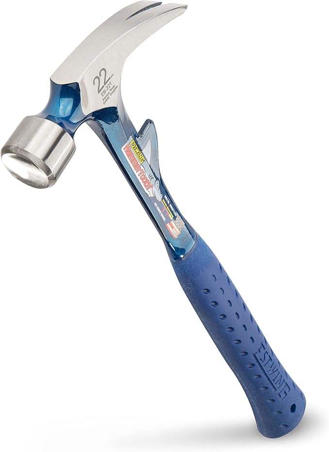 ESTWING Hammertooth Hammer - 22 oz USA Made Straight Rip Claw Hammer with Smooth Face & Shock Reduction Grip - E6-22T