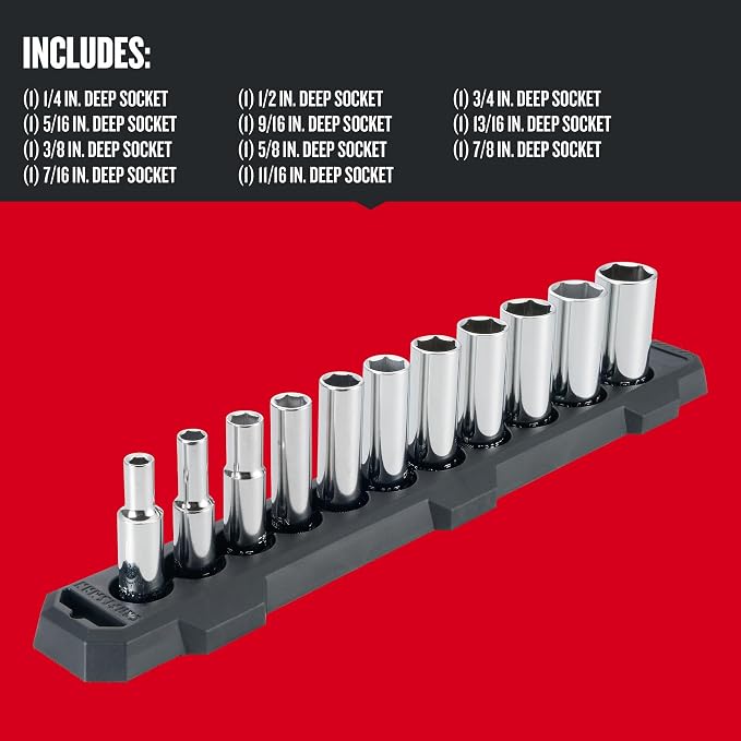 CRAFTSMAN Socket Set, SAE, 3/8" Drive, 6 Pt., 11Piece (CMMT12044)