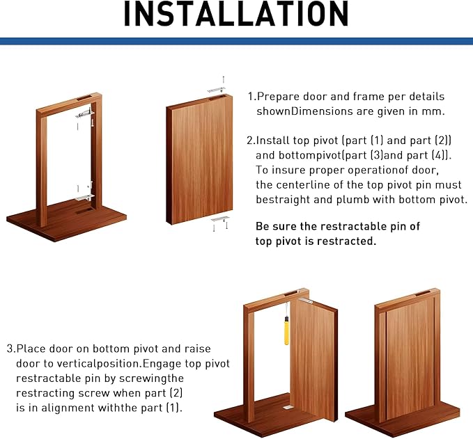 TamBee Hidden Bookcase Hinges Pivot Door Hinge with Lock Hidden Door Hinges for Secret Door 304 Stainless Steel with Spring Latch Lock and Cable
