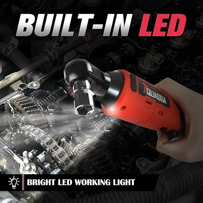 3/8" Cordless Electric Ratchet Wrench Set, 12V Power Ratchet Tool Kit With 2 Packs 2000 mAh Battery And Charger, 45 FT-LBS Battery Powered Wrench with Infinitely Variable Speeds