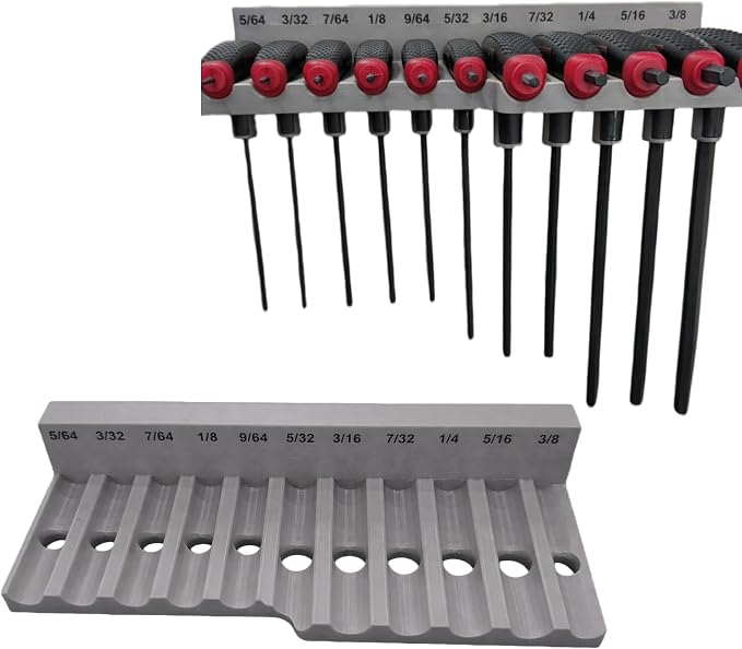 Magnetic T-Handle Hex Key Organizer Rack – Tool Holder for Harbor Freight ICON Style T Handle Wrenches – sae/metric/torx Storage Options (sae)