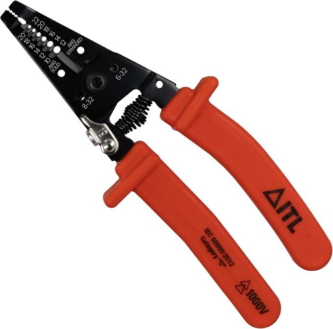 Jameson Insulated Wire Strippers – Heavy-Duty Electrical Protection, Rated for 1,000 Volts – Durable Nylon 11 Construction, Ideal for Utility, Electrical, and Telecommunication Applications