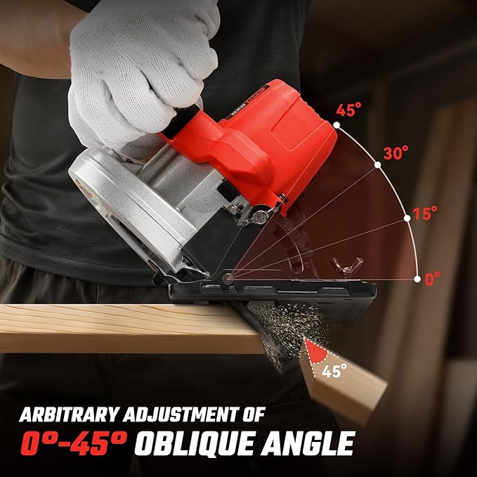 Circular Saw for Mil-waukee M-18 Battery, 7-Inch Brushless Cordless Circular Saw, 8000 RPM, 0-45° Bevel, Power Tool for Wood PVC Cutting (Battery Not Included)