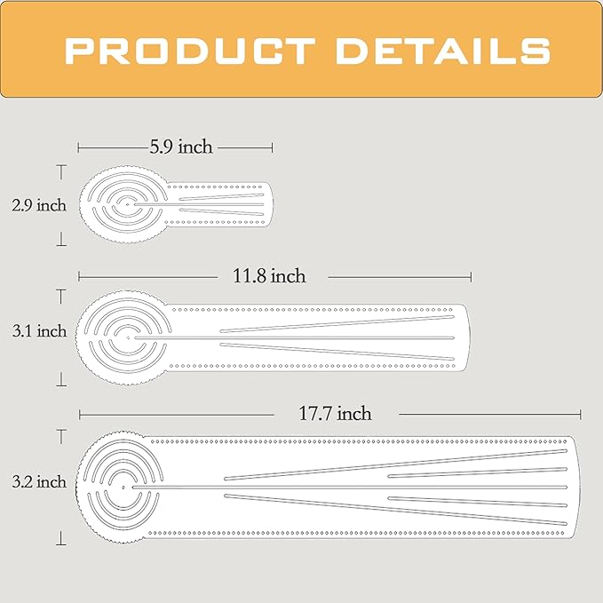 3-in-1 Mandala Ruler Tool with Holes, Mandala Dot Art Circle Maker, Compass Protractor Straight Ruler for Dot Art Geometric Mandala Pattern Design (40cm/15.8")