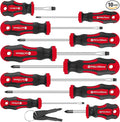 Amartisan 10-Piece Magnetic Screwdrivers Set, 5 Phillips and 5 Slotted Tips Professional Cushion Grip Screwdriver Set 2pcs Portable Multifunction Key Mini Screwdriver (Red)
