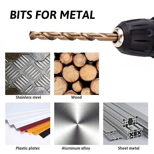 Cobalt Drill Bit Set 21PCS M35 Metal Drill Bit Set for Steel 1/16"-3/8" Drill Bits for Hardened Steel, Stainless Steel, Alloy Steel, high Speed Steel with Index Case