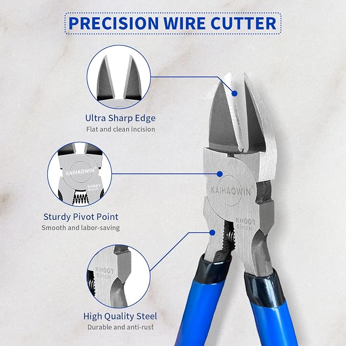 Wire Cutters 10 Pack, KAIHAOWIN 6 inch Dikes Small Wire Cutters Flush Cutters Wire Snips Clippers Diagonal Cutters Side Cutters Cutting Pliers for Crafting