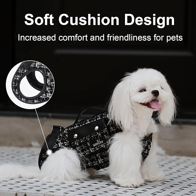 Wakytu Dog Lift Harness Dog Carrier Sling for Small Dogs & Cats,S | stylish puppy sling carrier with handle & pocket,adjustable leash,walking & travel