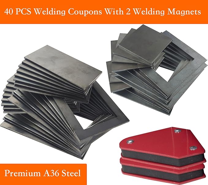 Welding Coupons With Welding Magnet. 42 PCS Welding Practice Kit For Beginners. Steel Plate Made Of 11 Gauge Premium Mild Steel. Welding Accessories Welding Kit Welding Supplies For MIG, TIG Stick