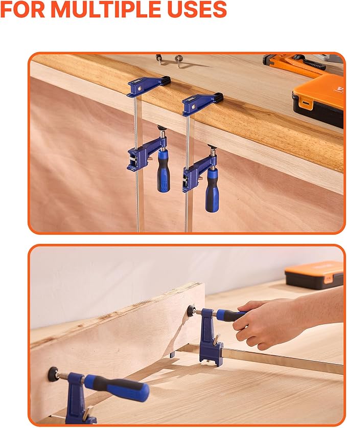 VEVOR Bar Clamps for Woodworking, 2-Pack 36 inch Opening, Lockable F-Clamp with 600 lbs Load Limit, 2-1/2 inch Depth, Cast Iron and Carbon Steel, Easy to Use, Wood Clamps for Woodworking Metal Working
