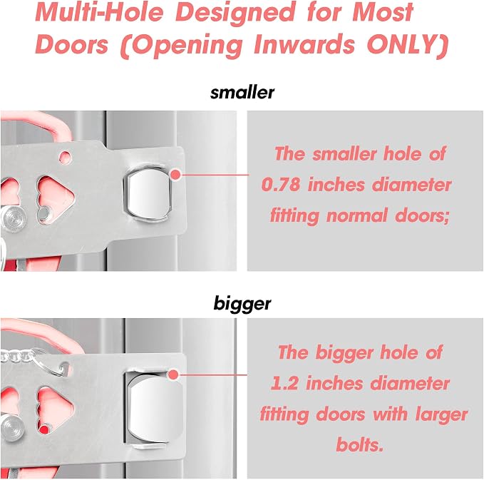 AceMining Portable Security Door Locker Travel Lockdown Locks for Additional Safety and Privacy Perfect for Traveling Hotel Home Apartment College-Pink(2 Pack)