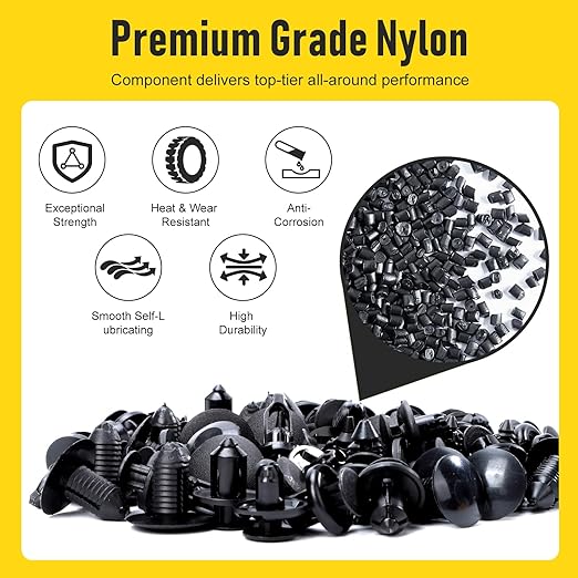 260PCS Car Bumper Retainer Clips Kit - Auto Plastic Rivets & Push Fasteners Set, Most Popular Sizes for Door Trim, Panel, Fender - Compatible with GM, Ford, Toyota, Honda, Chrysler