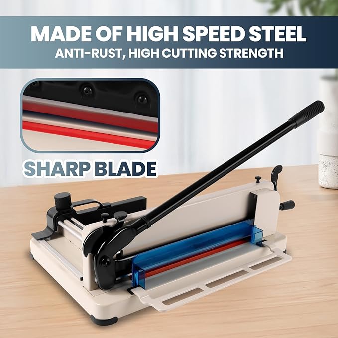 12 Inch Guillotine Paper Cutter, 400 Sheet Capacity Paper Cutter Heavy Duty, A4 Paper Trimmer Accurate Cutting with Safety Guard, 12" Heavy Duty Paper Cutter for Cardboard, Cardstock, Photos & Crafts