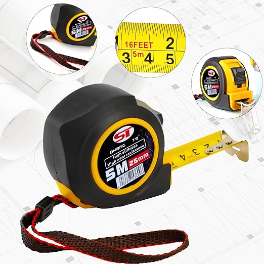 6 Pack Steel Measuring Tape, Tape Measure 16 ft, Measuring Tape Retractable, 16-Foot Basics Self-Locking Measurement Tape, Self Lock Auto Lock Tape Rule Imperial/Metric Tape Measure for Body