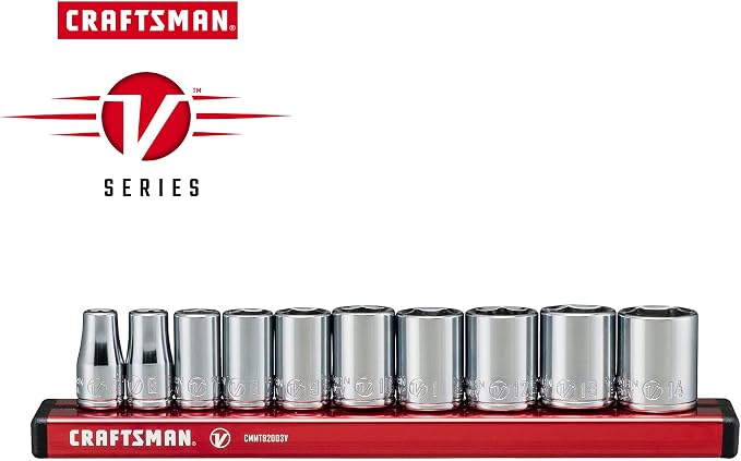 CRAFTSMAN V-SERIES Socket Set, Shallow MM, 1/4 Inch Drive, 10 Piece (CMMT17500V)