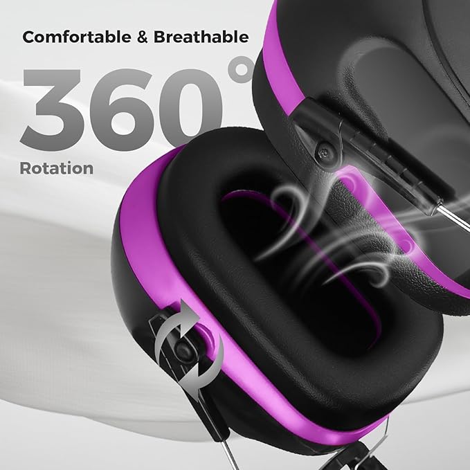 ProCase Noise Reduction Ear Muffs, Sound Proof Ear Protection, NRR 28dB Noise Cancelling Headphones for Adults Kids Autism, Hearing Protection for Shooting Gun Range Mowing -Purple