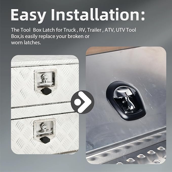 Single Point Compression Truck Tool Box Latch Replacement,Zinc Alloy Whale Tail Toolbox Locks Paddle Lock Replacement T Handle with Keys for Truck, RV, Motorhome,Trailer Box