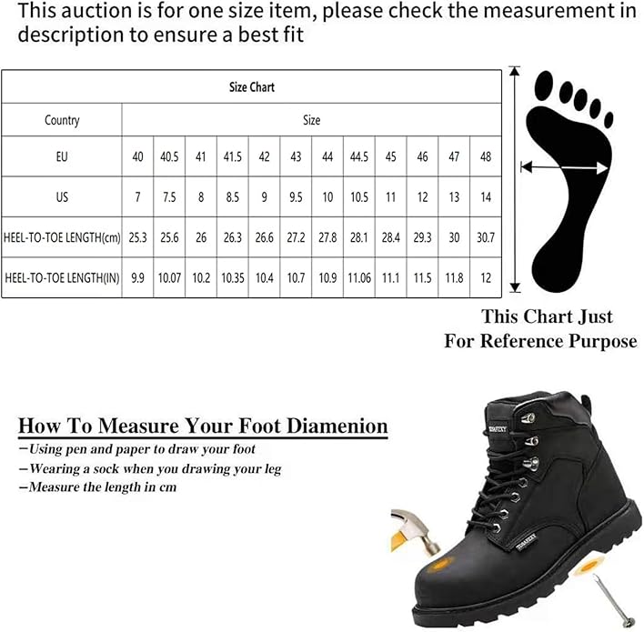 Work Safety Boots for Men Durable Crazy-Horse Leather Indestructible Steel Toe Waterproof and Non-Slip Better Warmth Men Work Shoes