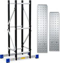 Scaffolding Platform, Work with 7 in 1 Multi-Purpose 19.6Ft Folding Ladder, Supporting Rack and Steel Trays Work Platform