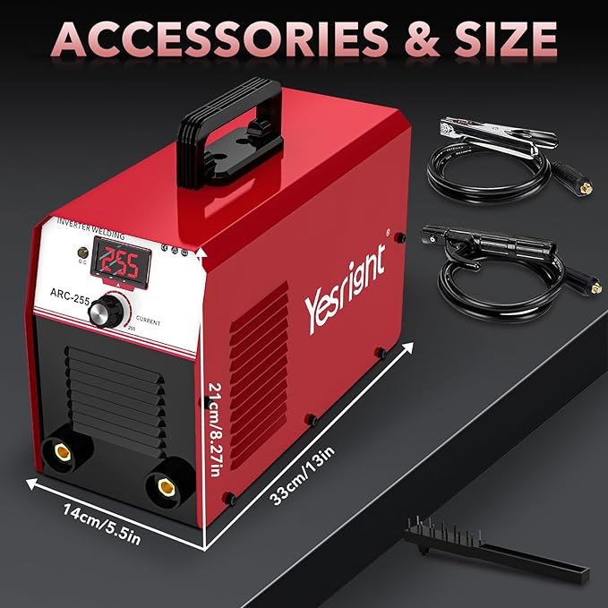 255A MMA Welder, 110V/220V Dual Voltage Portable ARC Welding Machine with IGBT Digital Display & Hot Start for Stick Electrode Welding - Outdoor Repairs, Farm & Home DIY