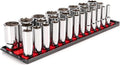 TEKTON 1/2 Inch Drive 6-Point Socket Set, 29-Piece | SHD92125 | (10 - 38 mm), Deep, Socket Rail
