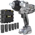 DIYtoolifz Cordless Impact Wrench 1/2 inch Compatible with Dewalt 20v Battery, 1700 Ft-lbs High Torque Impact Driver with 6Pcs Sockets & Storage Case, Electric Impact Gun with 4-Speed & LED Light