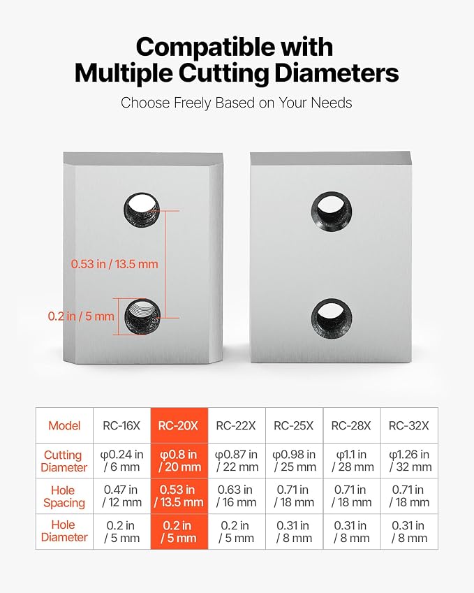 VEVOR Rebar Cutter Replacement Jaw Blades 6 Pcs Silver - Double-sided CR12MOV High-Hardness Steel, for 3/4 Inch 20mm #6 Electric Rebar Cutter, with Screws & Spring Washer