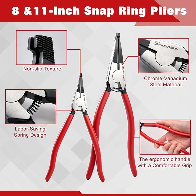 SPEEDWOX 2 Pcs Special Ring Retaining Ring Pliers Lock Ring Pliers Flat