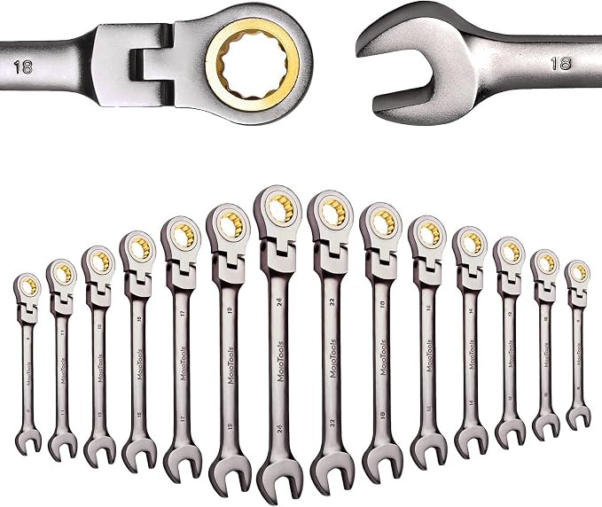 3/4 Inch Ratcheting Wrench | Flex-Head | Nickel-Gray Finish | 72-Tooth Cr-V Construction | Professional Mechanic Tool | SAE wrench