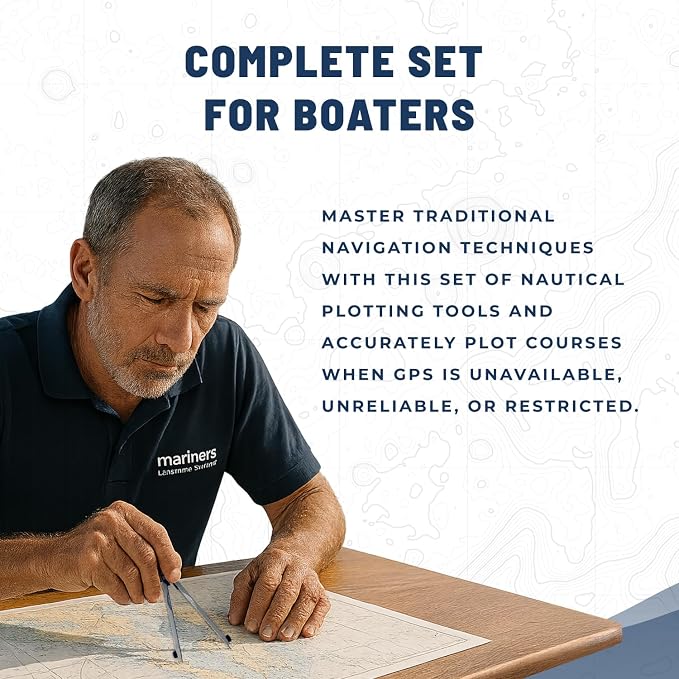 Mariners Chart Plotting Tool Kit - Marine Navigation Equipment, Weems and Plath Parallel Rulers, Dividers & Accessories for Nautical Charts, Sailing and Boating Exam Preparation